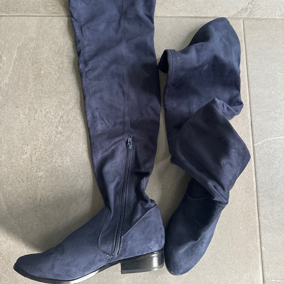Blue Soft Suede Like Boots - Picture 1 of 8